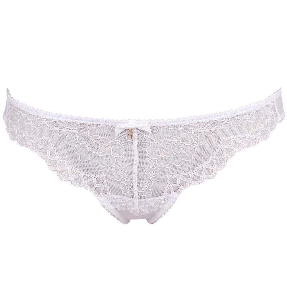 String transparent en dentelle blanche